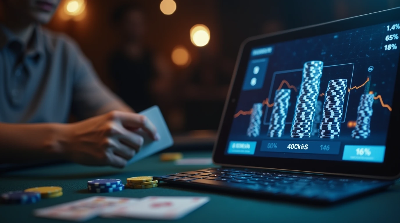 Human player competing against poker AI in a high-stakes poker match, AI vs human poker strategies.